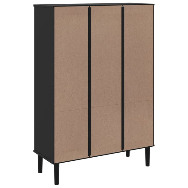 Bücherschrank Schwarz Rattan-Look 90x130cm
