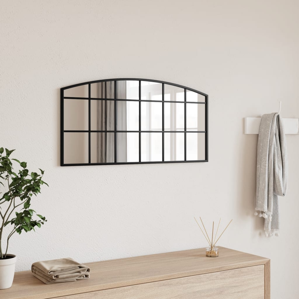 Wandspiegel Schwarz 80x40 cm Gewölbt