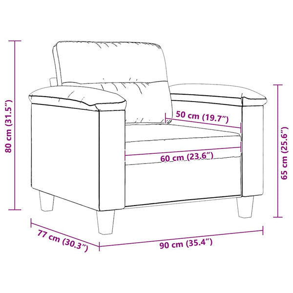 vidaXL Fauteuil Taupe 60 cm Tissu microfibre