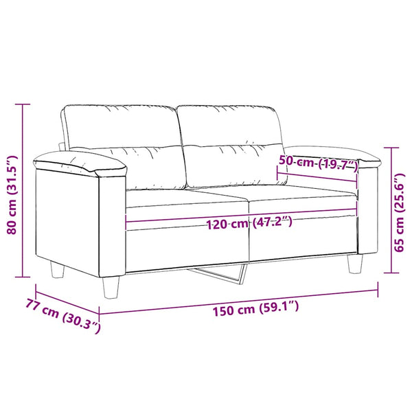 2-Sitzer Sofa Taupe Mikrofaser 120 cm