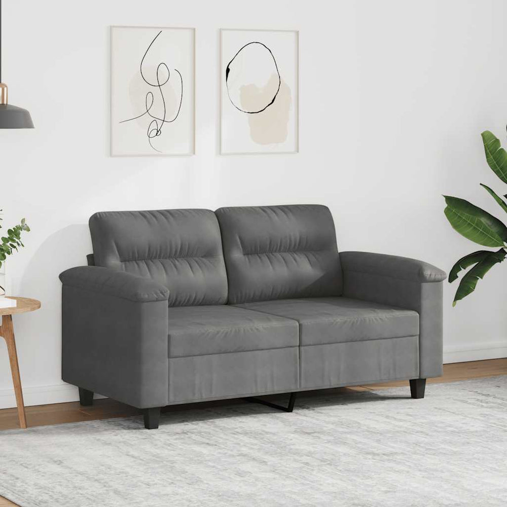 Dunkelgraues 2-Sitzer Sofa aus Mikrofaser