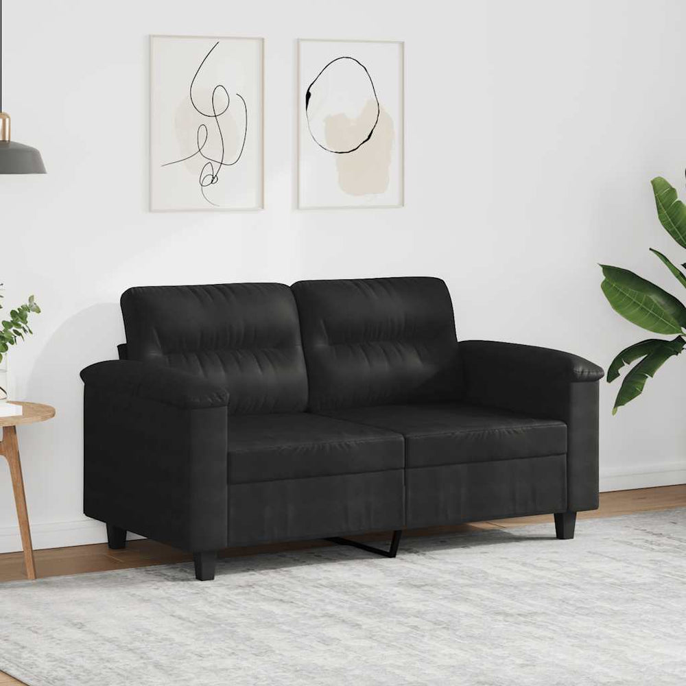 Schwarzes 2-Sitzer Sofa, 120cm, Mikrofaser