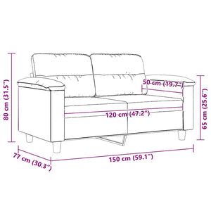 Beige 2-Sitzer Sofa aus Mikrofaser, 120 cm