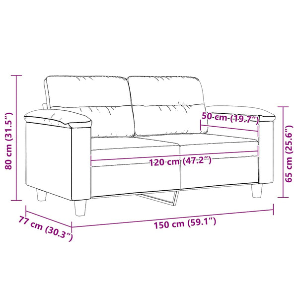 Beige 2-Sitzer Sofa aus Mikrofaser, 120 cm
