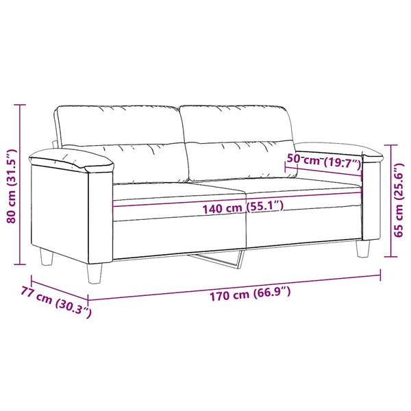 2-Sitzer Sofa Hellgrau Mikrofaser 140cm