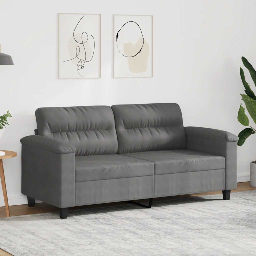 Dunkelgraues 2-Sitzer Sofa aus Mikrofaser