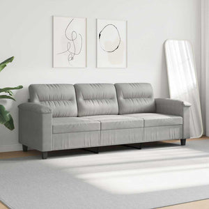 3-Sitzer Sofa Hellgrau Mikrofaser 180cm