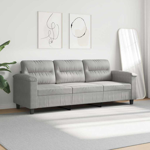 3-Sitzer Sofa Hellgrau Mikrofaser 180cm