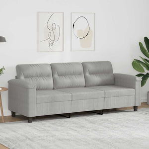 3-Sitzer Sofa Hellgrau Mikrofaser 180cm
