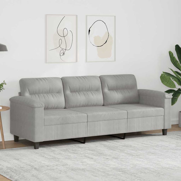 3-Sitzer Sofa Hellgrau Mikrofaser 180cm