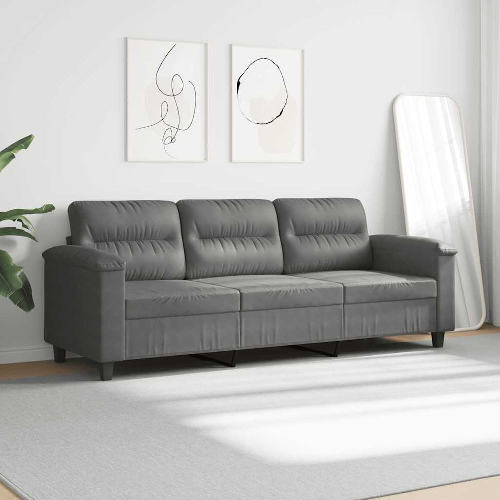 Dunkelgraues 3-Sitzer Sofa aus Mikrofaser, 180 cm
