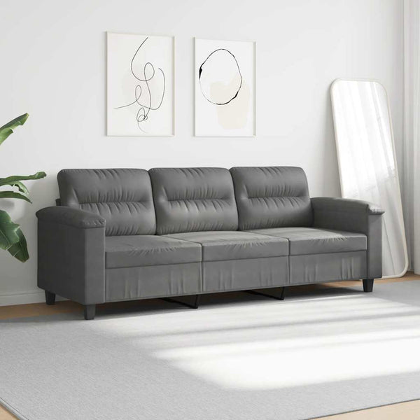 Dunkelgraues 3-Sitzer Sofa aus Mikrofaser, 180 cm