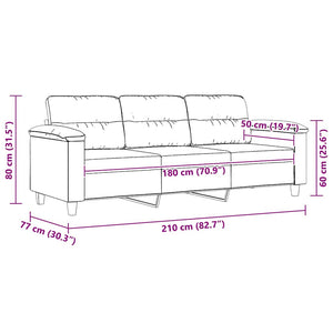 Dunkelgraues 3-Sitzer Sofa aus Mikrofaser, 180 cm