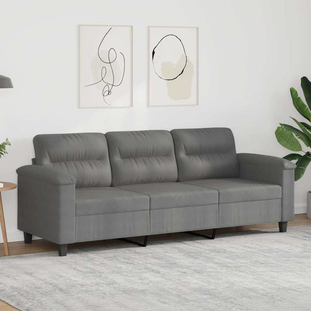 Dunkelgraues 3-Sitzer Sofa aus Mikrofaser, 180 cm