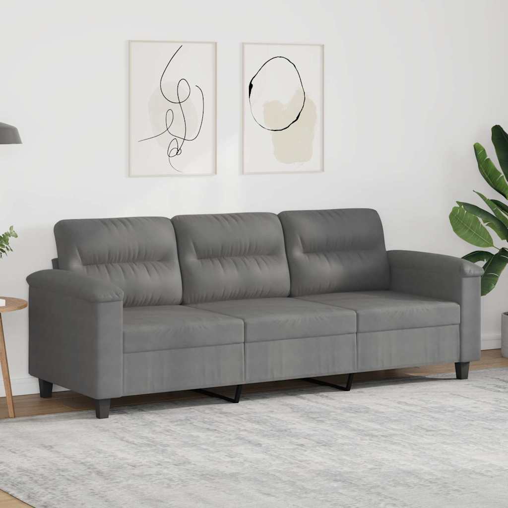 Dunkelgraues 3-Sitzer Sofa aus Mikrofaser, 180 cm