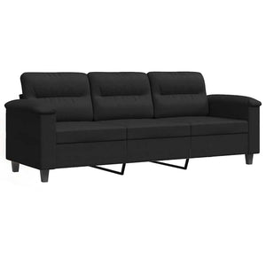vidaXL Canapé à 3 places Noir 180 cm Tissu en microfibre