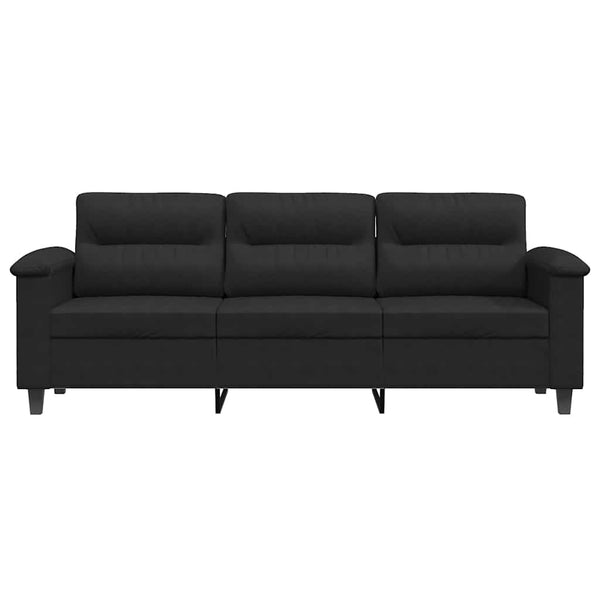 vidaXL Canapé à 3 places Noir 180 cm Tissu en microfibre