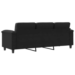 vidaXL Canapé à 3 places Noir 180 cm Tissu en microfibre