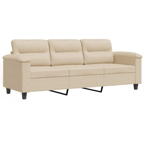 3-Sitzer Sofa Creme Mikrofaser 180 cm