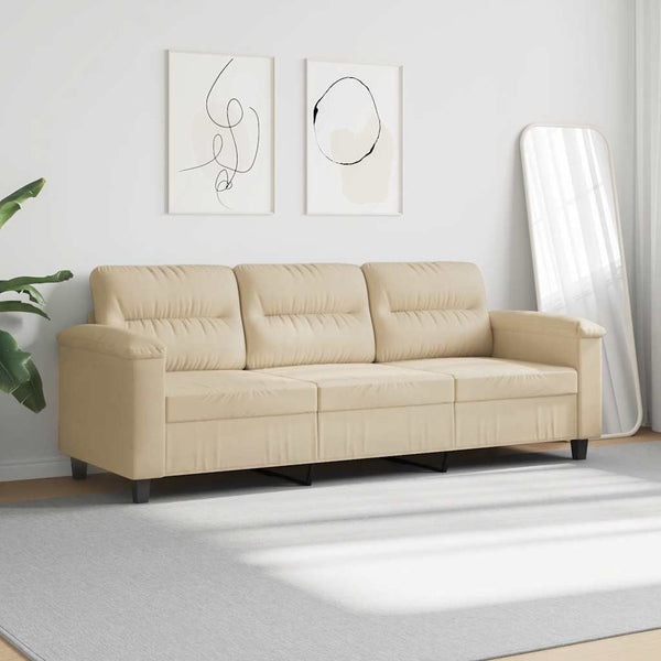 3-Sitzer Sofa Creme Mikrofaser 180 cm