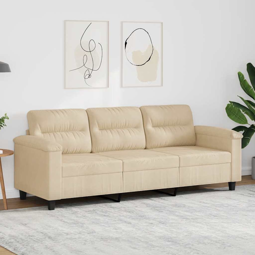 3-Sitzer Sofa Creme Mikrofaser 180 cm