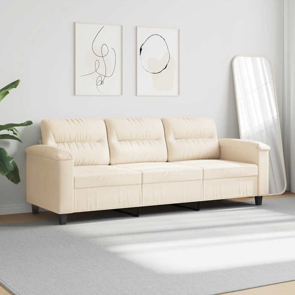 Beige 3-Sitzer Sofa Mikrofaser 180 cm