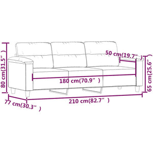Beige 3-Sitzer Sofa Mikrofaser 180 cm