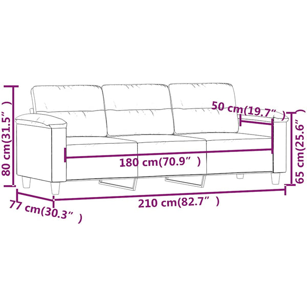Beige 3-Sitzer Sofa Mikrofaser 180 cm