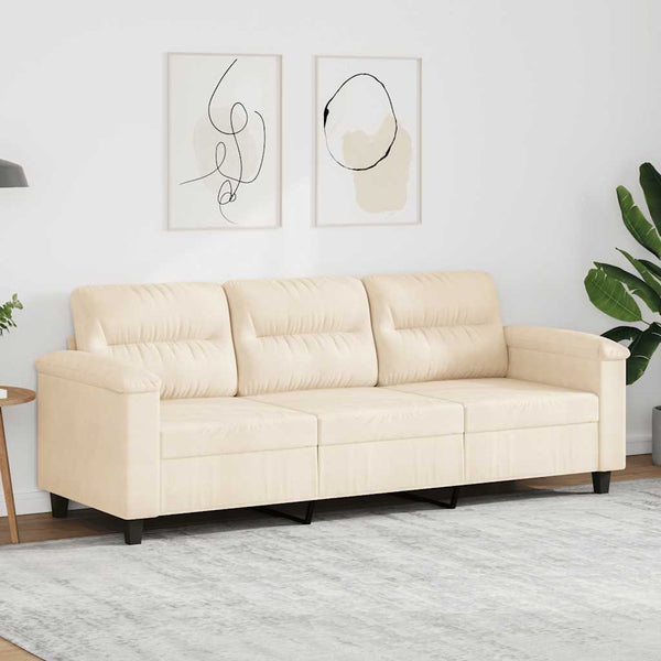 Beige 3-Sitzer Sofa Mikrofaser 180 cm