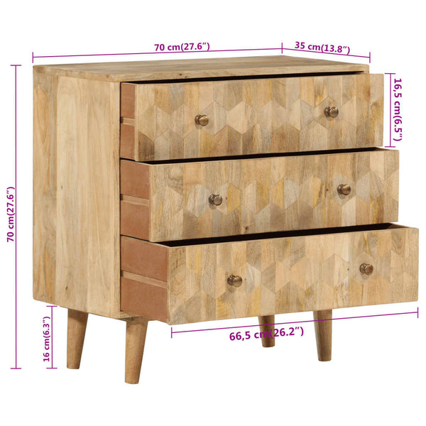 Mango Massivholz Schubladenschrank 70 cm