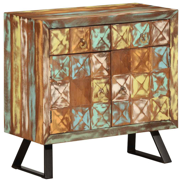 vidaXL Commode à tiroirs Bois de récupération massif Multicolore 70x35x70 cm