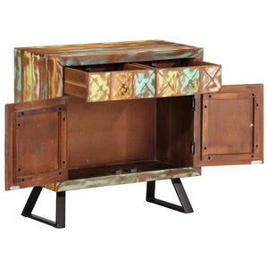 vidaXL Commode à tiroirs Bois de récupération massif Multicolore 70x35x70 cm
