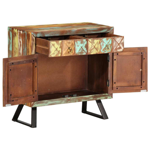 vidaXL Commode à tiroirs Bois de récupération massif Multicolore 70x35x70 cm
