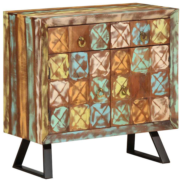 vidaXL Commode à tiroirs Bois de récupération massif Multicolore 70x35x70 cm