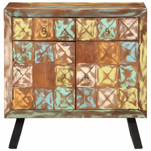 vidaXL Commode à tiroirs Bois de récupération massif Multicolore 70x35x70 cm