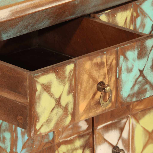 vidaXL Commode à tiroirs Bois de récupération massif Multicolore 70x35x70 cm