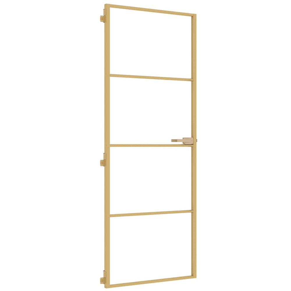 Innentür Schlank Golden 76x201,5 cm Hartglas und Aluminium
