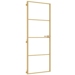 Innentür Schlank Golden 76x201,5 cm Hartglas und Aluminium