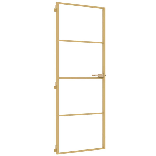 Innentür Schlank Golden 76x201,5 cm Hartglas und Aluminium