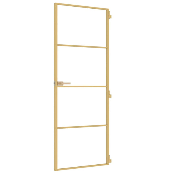 Innentür Schlank Golden 76x201,5 cm Hartglas und Aluminium