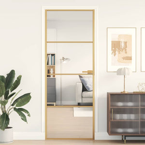 Innentür Schlank Golden 76x201,5 cm Hartglas und Aluminium