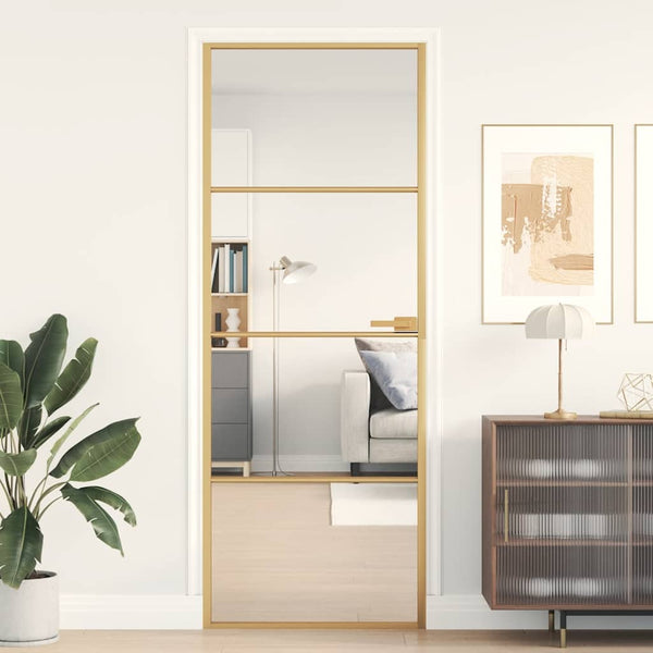 Innentür Schlank Golden 76x201,5 cm Hartglas und Aluminium