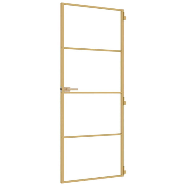 Innentür Schlank Golden 83x201,5 cm Hartglas und Aluminium