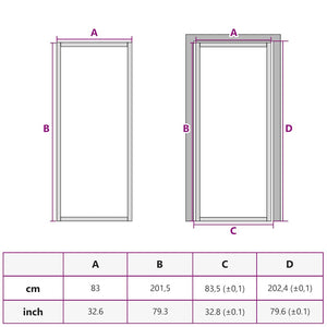 Innentür Schlank Golden 83x201,5 cm Hartglas und Aluminium