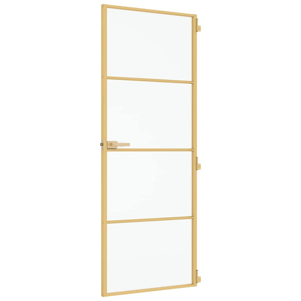 Innentür Schlank Golden 76x201,5 cm Hartglas und Aluminium