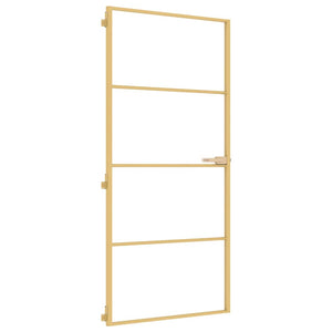 Innentür Schlank Golden 93x201,5 cm Hartglas und Aluminium
