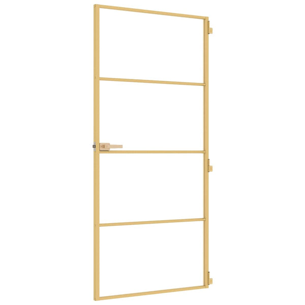 Innentür Schlank Golden 93x201,5 cm Hartglas und Aluminium