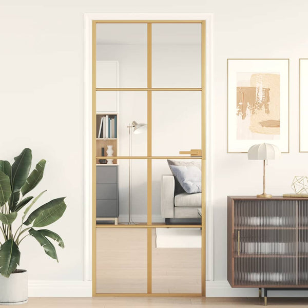 Innentür Schlank Golden 83x201,5 cm Hartglas und Aluminium