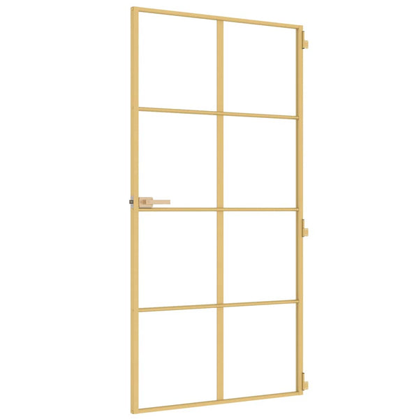 Innentür Schlank Golden 102,5x201,5 cm Hartglas und Aluminium