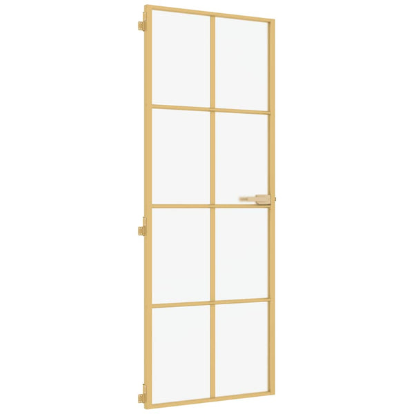 Innentür Schlank Golden 76x201,5 cm Hartglas und Aluminium